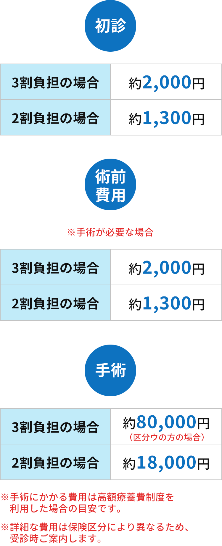 鼠径ヘルニア（脱腸）の手術費用の目安